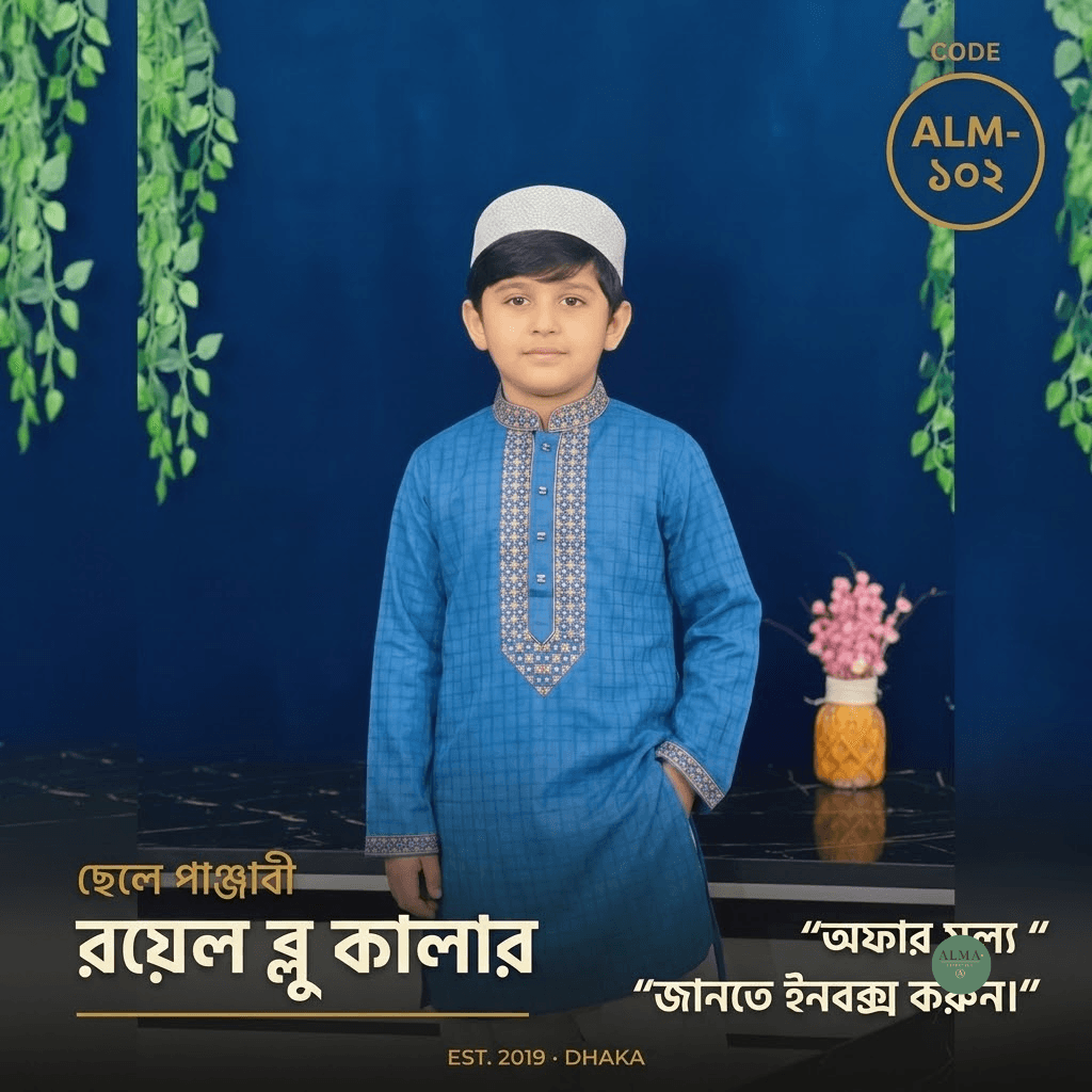 রয়েল ব্লু কালার পাঞ্জাবী Product Code: 102 - image 3